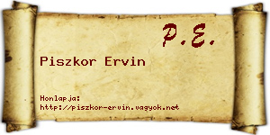 Piszkor Ervin névjegykártya